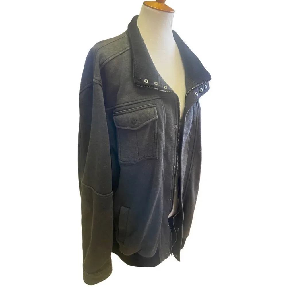 O’Neill Super Fleece Dark Gray Full Zip Button Down Mock Collar Men’s Jacket Siz